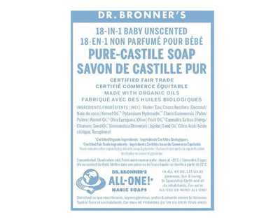Dr. Bronner's 18-In-1 Pure-Castile Liquid Soap Baby Unscented 473mL