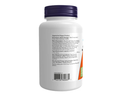 NOW L-Citrulline 750 mg 90 Veggie Caps