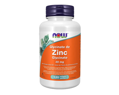 NOW Zinc Glycinate 30mg 120 Softgels