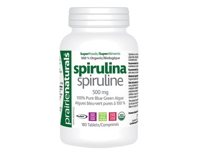 Prairie Naturals Organic Spirulina 500mg 180 Tablets