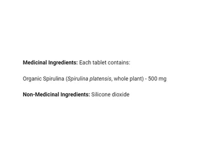 Prairie Naturals Organic Spirulina 500mg 180 Tablets