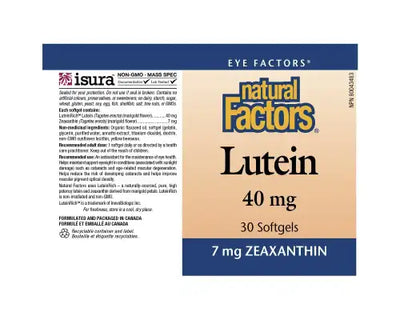 Natural Factors Lutein 40mg 30 Softgels