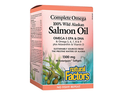 Natural Factors Complete Omega 100% Wild Alaskan Salmon Oil 90 Softgels