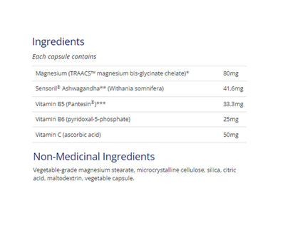 CanPrev Magnesium + Ashwagandha, B5, B6 & C Stress Release 90 Veggie Caps