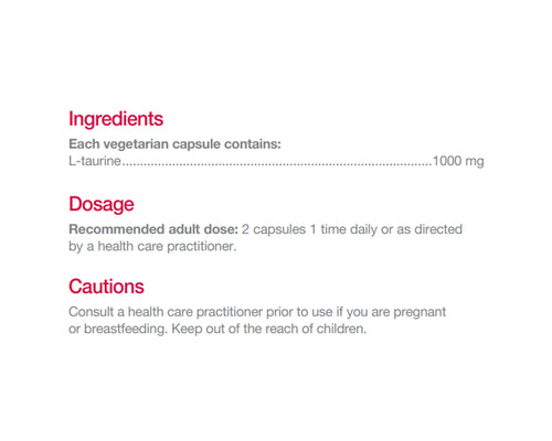 Natural Factors L-Taurine 1000mg 120 Veggie Caps