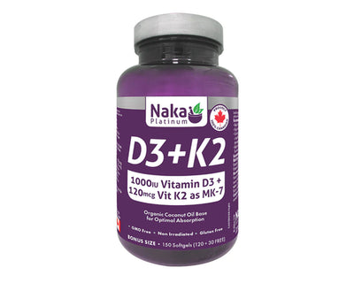 Naka Platinum D3+K2 1000 IU 240+60 Softgels