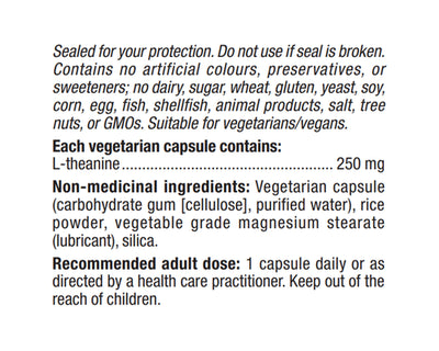 Natural Factors L-Theanine 250mg 90 Veggie Caps