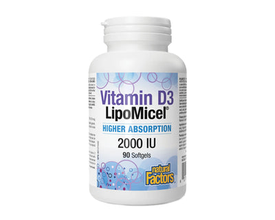 Natural Factors Vitamin D3 LipoMicel 2000IU 90 Softgels