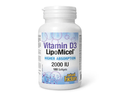 Natural Factors Vitamin D3 LipoMicel 2000IU 180 Softgels