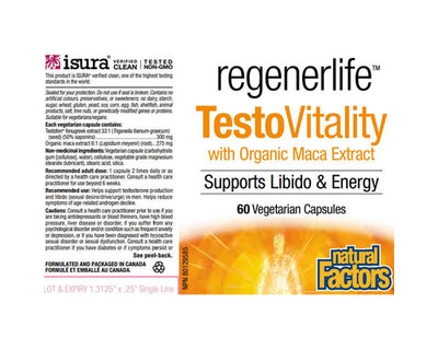 Natural Factors RegenerLife TestoVitality 60 Veggie Caps