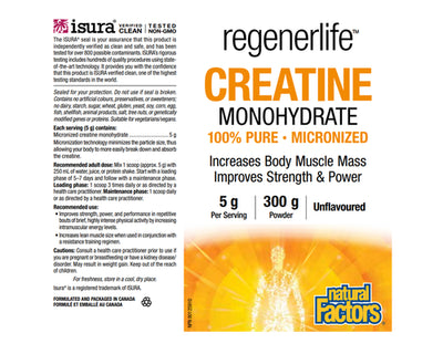 Natural Factors RegenerLife Creatine Monohydrate Unflavoured 300g
