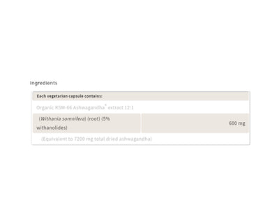 Natural Factors RegenerLife Ashwagandha 600mg 90 Veggie Caps