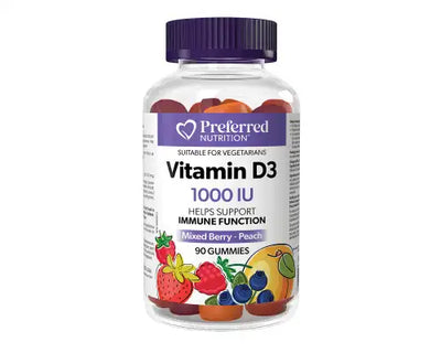 Preferred Nutrition Vitamin D3 1000IU Mixed Berry Peach 90 Gummies