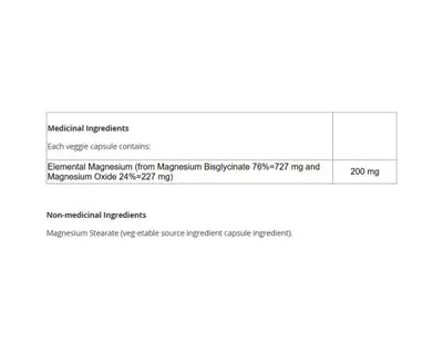 Naka Platinum Magnesium Bisglycinate 200mg 120+30 Veggie Caps