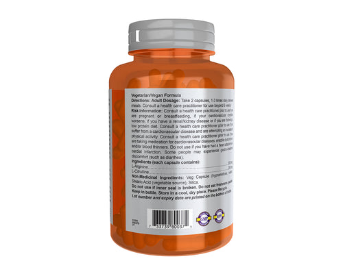 NOW Arginine & Citrulline 120 Veggie Caps