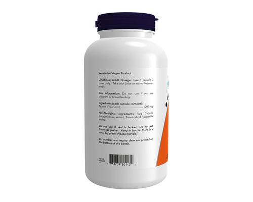 NOW Taurine 1000mg 250 Veggie Caps